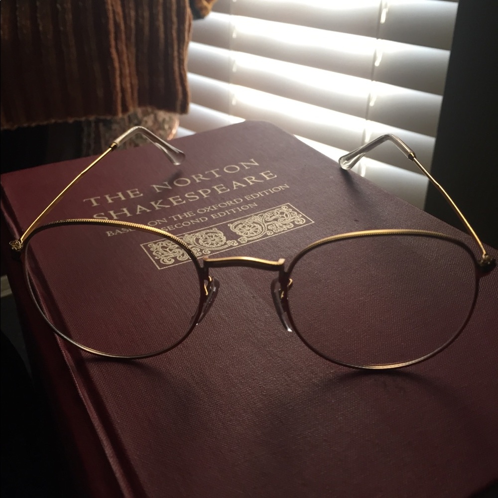 Gold metal framed readers with case
